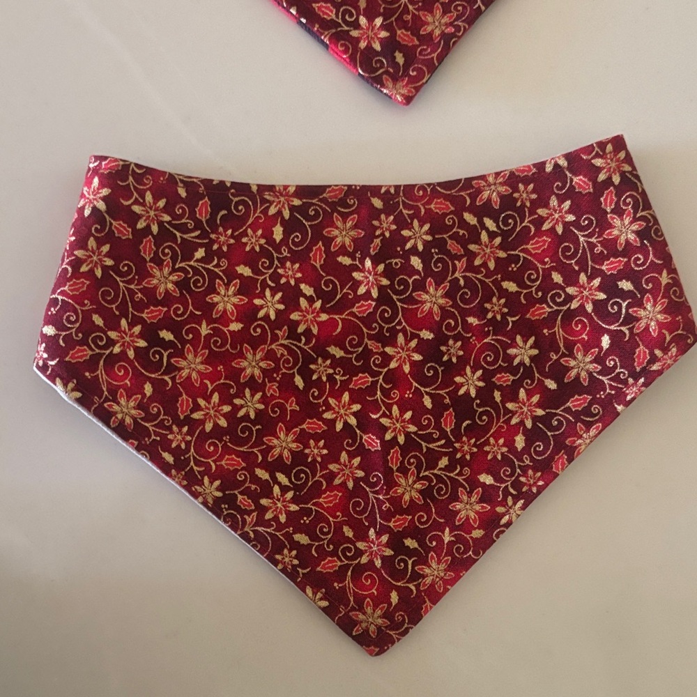 Floral Dog Bandana in Red and Gold